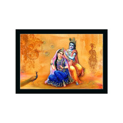 Radha Krishna Painting with Synthetic Photo Frame (Multicolor) - GillKart