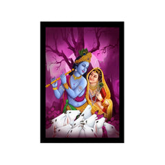 Radha Krishna Painting with Synthetic Photo Frame (Multicolor) - GillKart