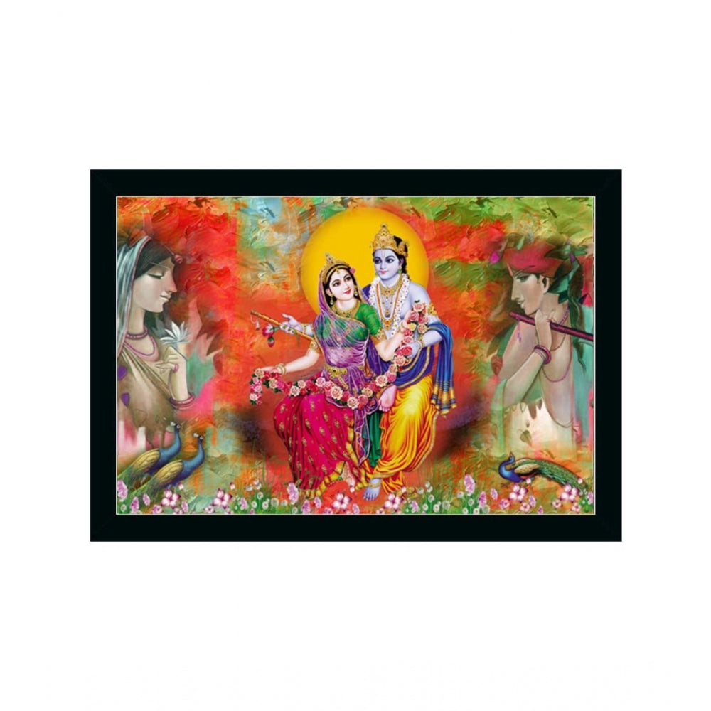 Radha Krishna Painting with Synthetic Photo Frame (Multicolor) - GillKart