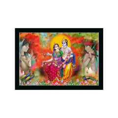 Radha Krishna Painting with Synthetic Photo Frame (Multicolor) - GillKart