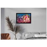 Radha Krishna Painting with Synthetic Photo Frame (Multicolor) - GillKart