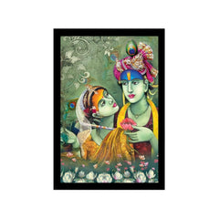 Radha Krishna Painting with Synthetic Photo Frame (Multicolor) - GillKart