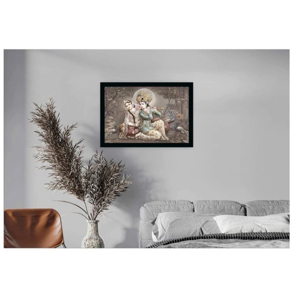 Radha Krishna Painting with Synthetic Photo Frame (Multicolor) - GillKart