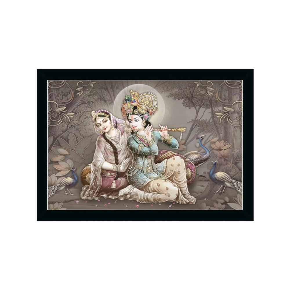 Radha Krishna Painting with Synthetic Photo Frame (Multicolor) - GillKart