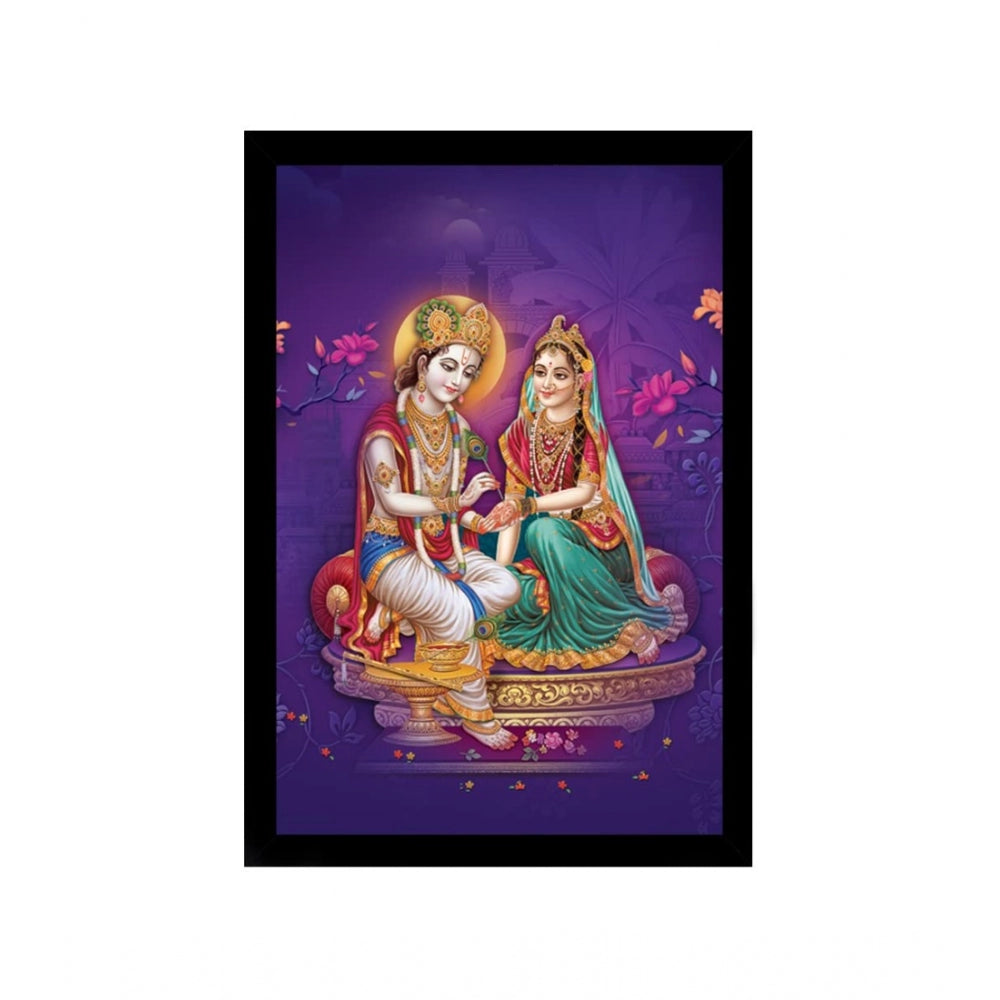 Radha Krishna Painting with Synthetic Photo Frame (Multicolor) - GillKart