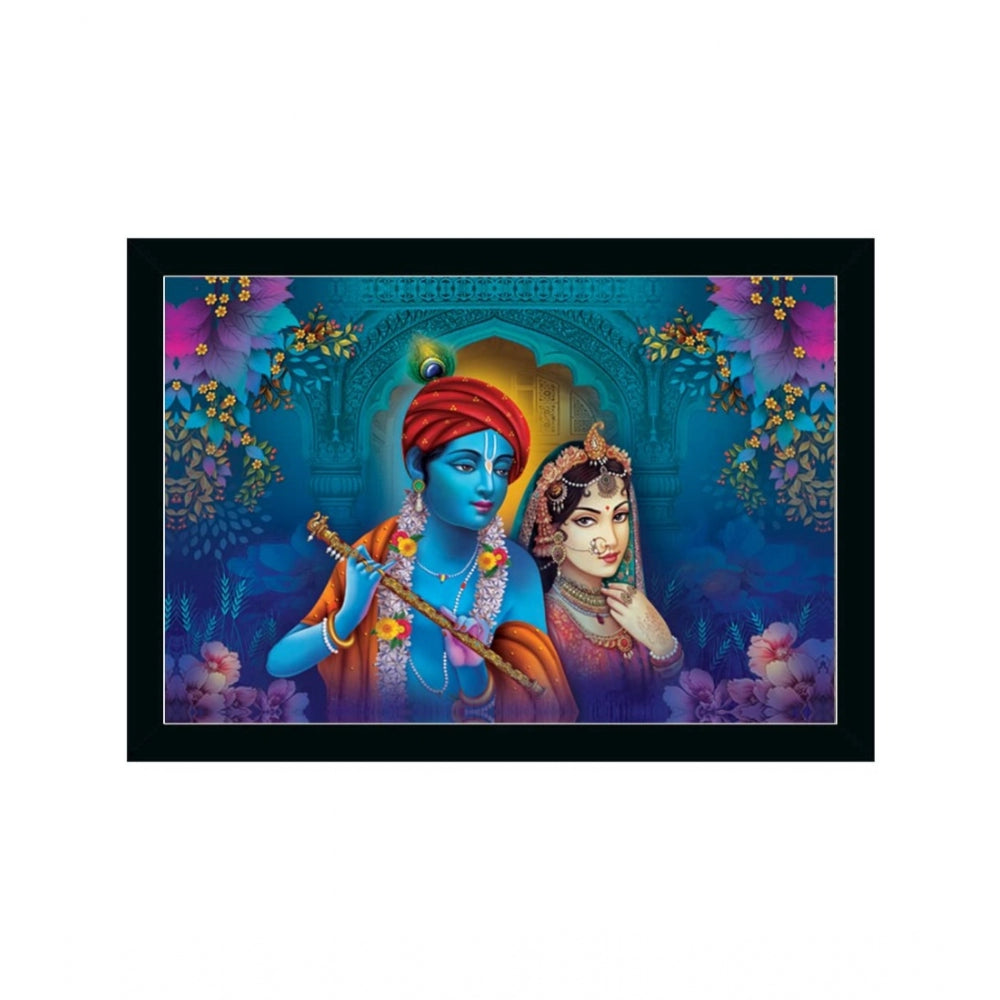 Radha Krishna Painting with Synthetic Photo Frame (Multicolor) - GillKart