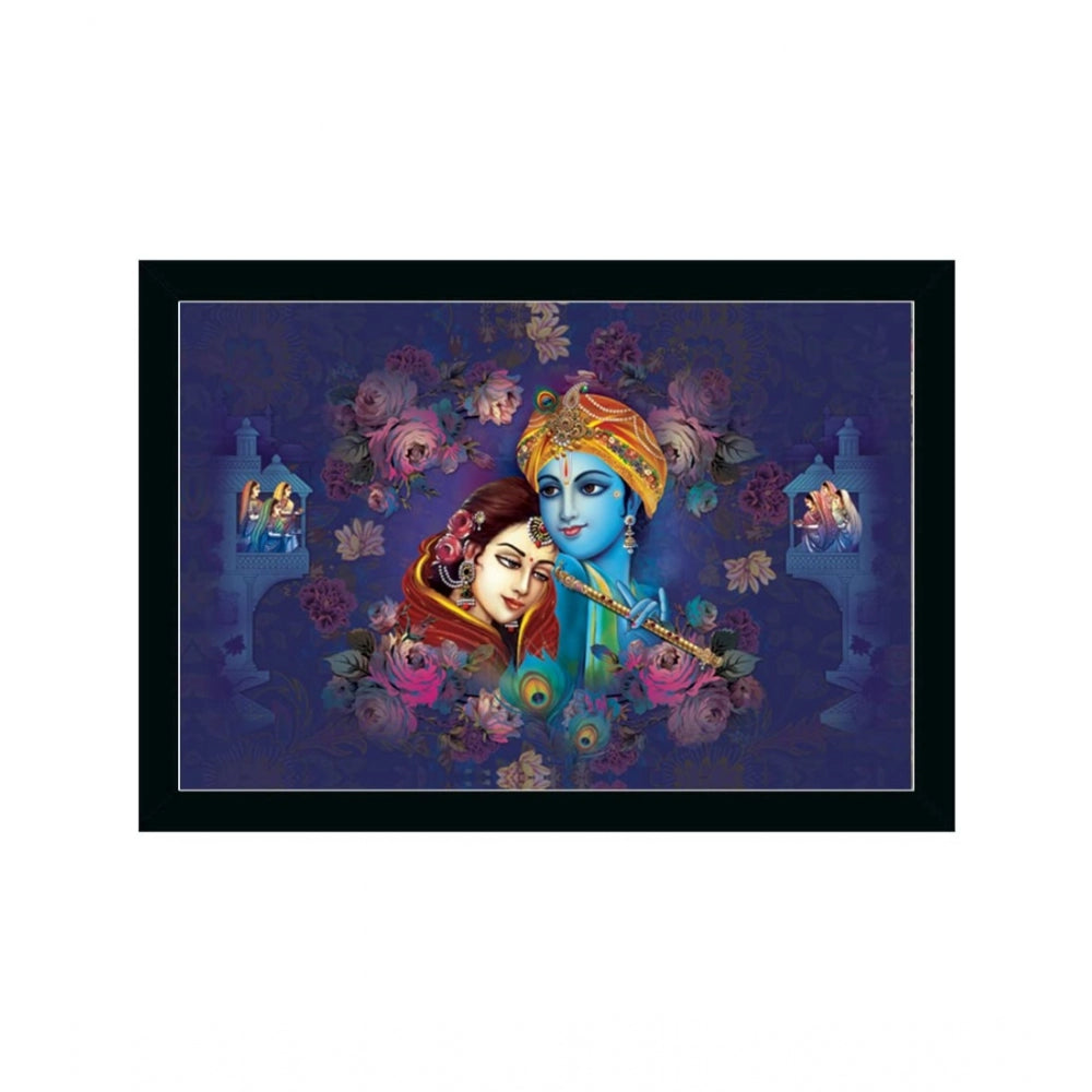 Radha Krishna Painting with Synthetic Photo Frame (Multicolor) - GillKart