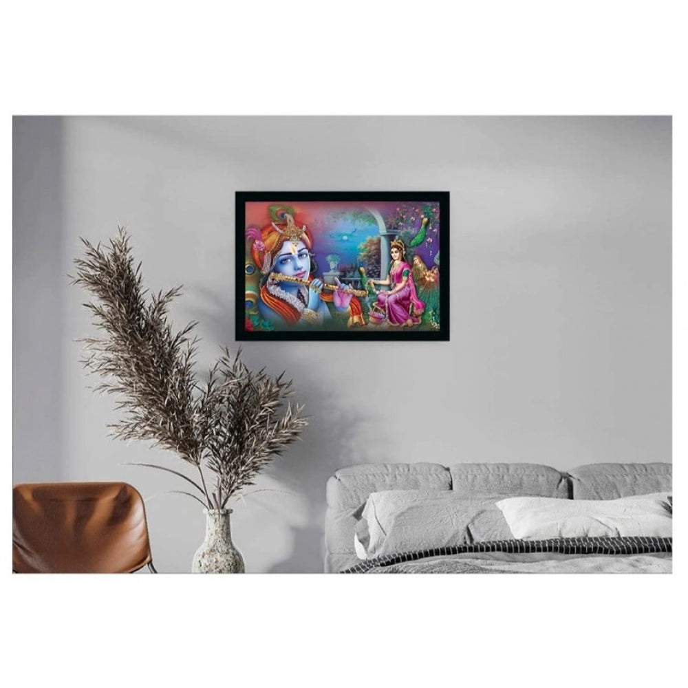 Radha Krishna Painting with Synthetic Photo Frame (Multicolor) - GillKart