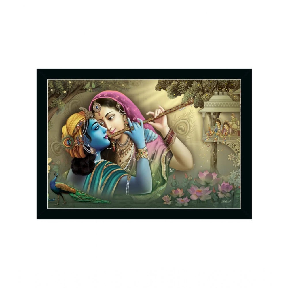 Radha Krishna Painting with Synthetic Photo Frame (Multicolor) - GillKart