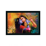 Radha Krishna Painting with Synthetic Photo Frame (Multicolor) - GillKart