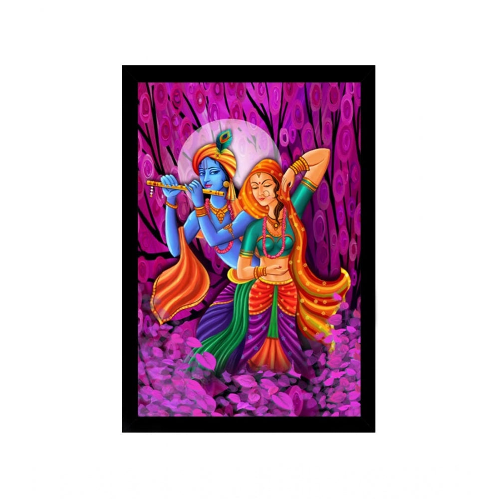 Radha Krishna Painting with Synthetic Photo Frame (Multicolor) - GillKart