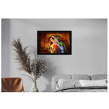 Radha Krishna Painting with Synthetic Photo Frame (Multicolor) - GillKart