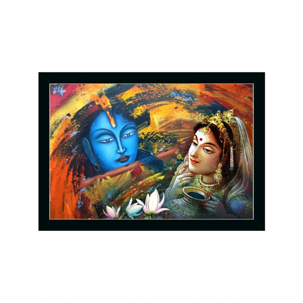 Radha Krishna Painting with Synthetic Photo Frame (Multicolor) - GillKart