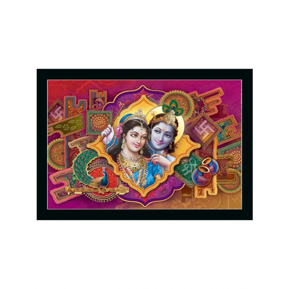 Beautiful Radha Krishna Vinyl Sparkle Coated with Synthetic Photo Frame (Multicolor) - GillKart