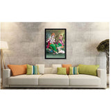 Beautiful Radha Krishna Vinyl Sparkle Coated with Synthetic Photo Frame (Multicolor) - GillKart