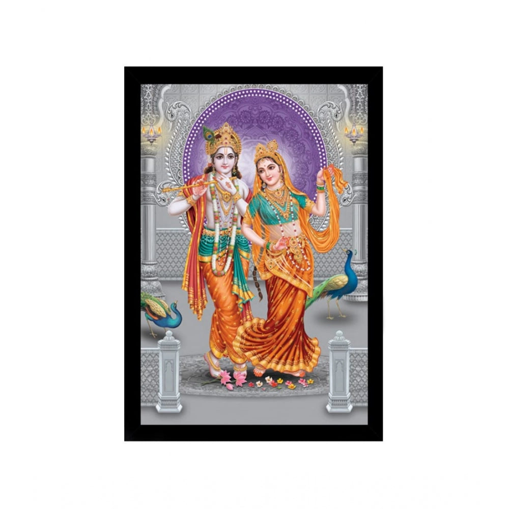 Radha Krishna Painting with Synthetic Photo Frame (Multicolor) - GillKart