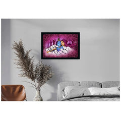 Radha Krishna Painting with Synthetic Photo Frame (Multicolor) - GillKart