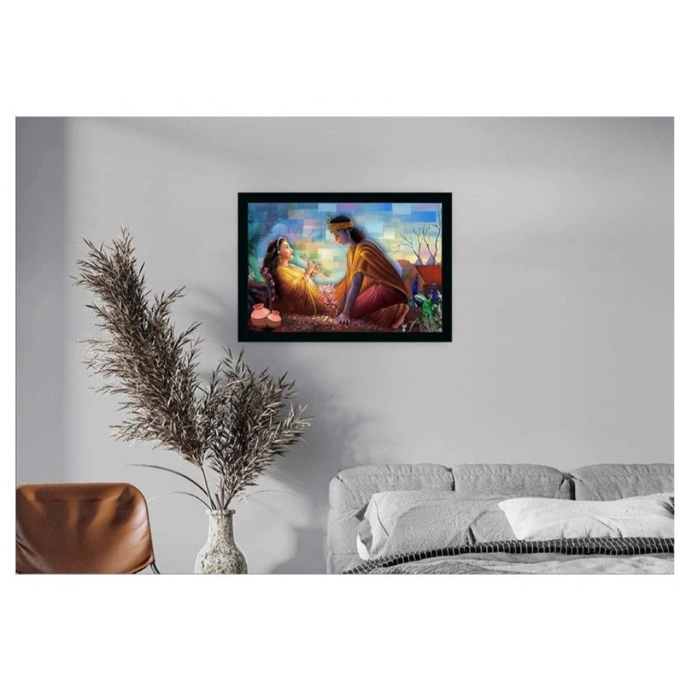 Radha Krishna Painting with Synthetic Photo Frame (Multicolor) - GillKart