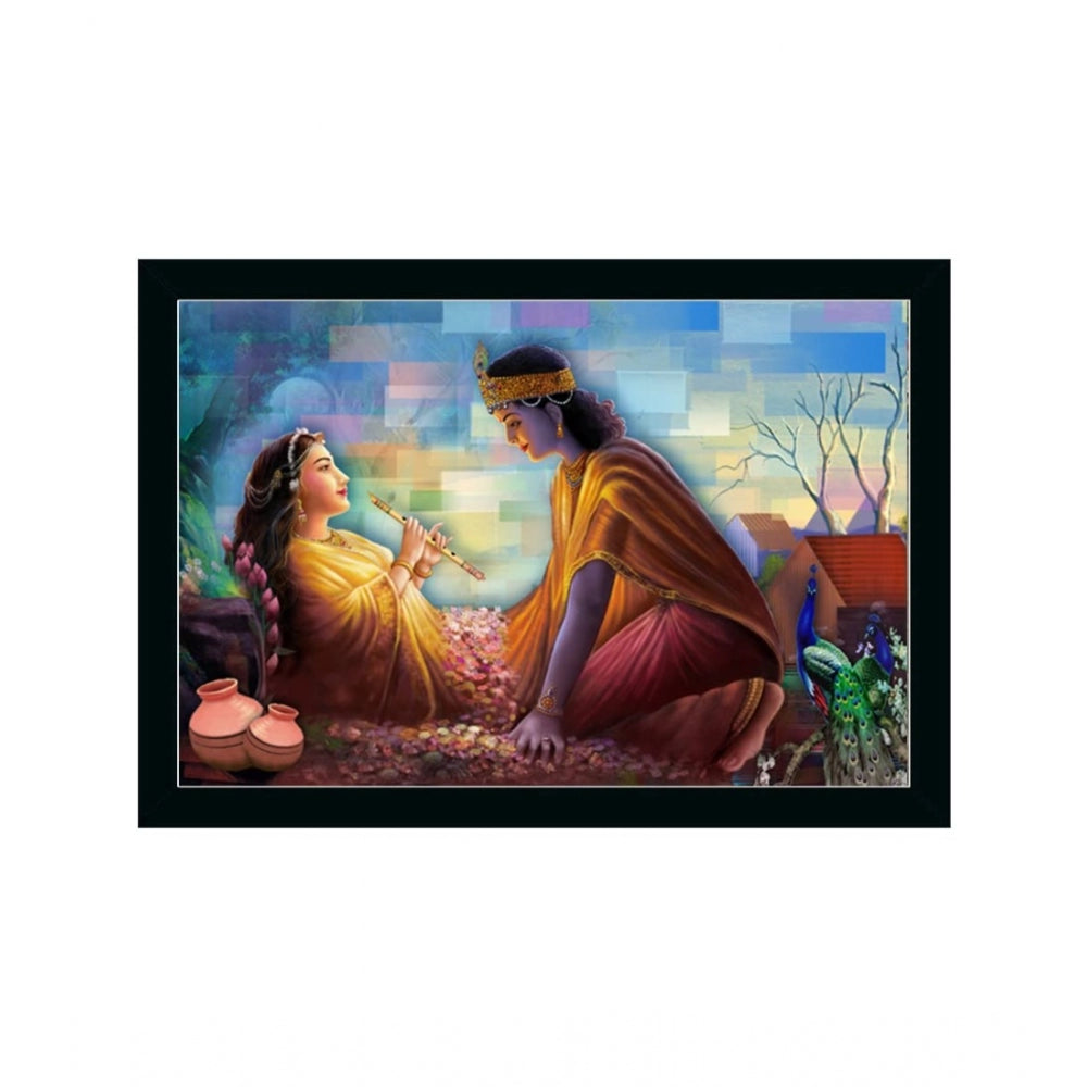 Radha Krishna Painting with Synthetic Photo Frame (Multicolor) - GillKart