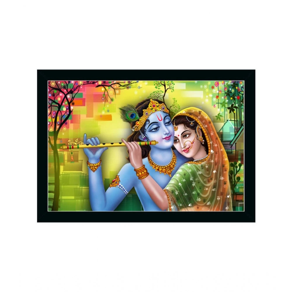 Radha Krishna Painting with Synthetic Photo Frame (Multicolor) - GillKart