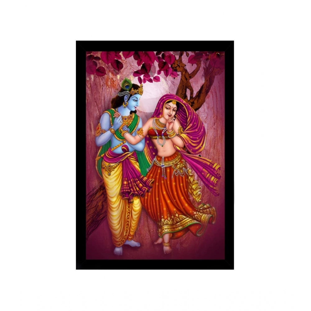 Radha Krishna Painting with Synthetic Photo Frame (Multicolor) - GillKart