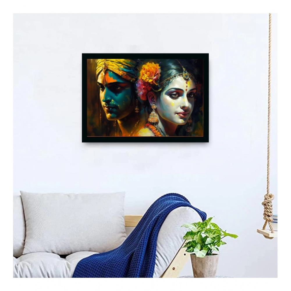 Radha Krishna Painting with Synthetic Photo Frame (Multicolor) - GillKart