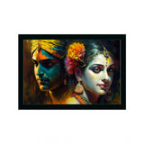 Radha Krishna Painting with Synthetic Photo Frame (Multicolor) - GillKart