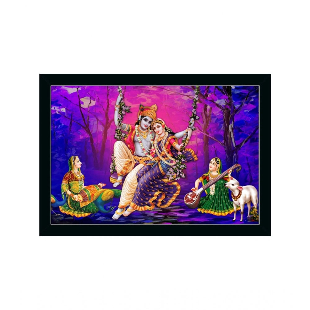 Radha Krishna Painting with Synthetic Photo Frame (Multicolor) - GillKart