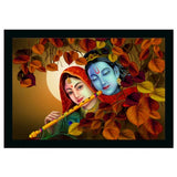 Radha Krishna Painting Vinyl Sparkle Coated with Synthetic Photo Frame (Multicolor) - GillKart