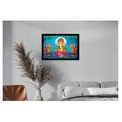 Ganesh Photo with Synthetic Photo Frame (Multicolor) - GillKart