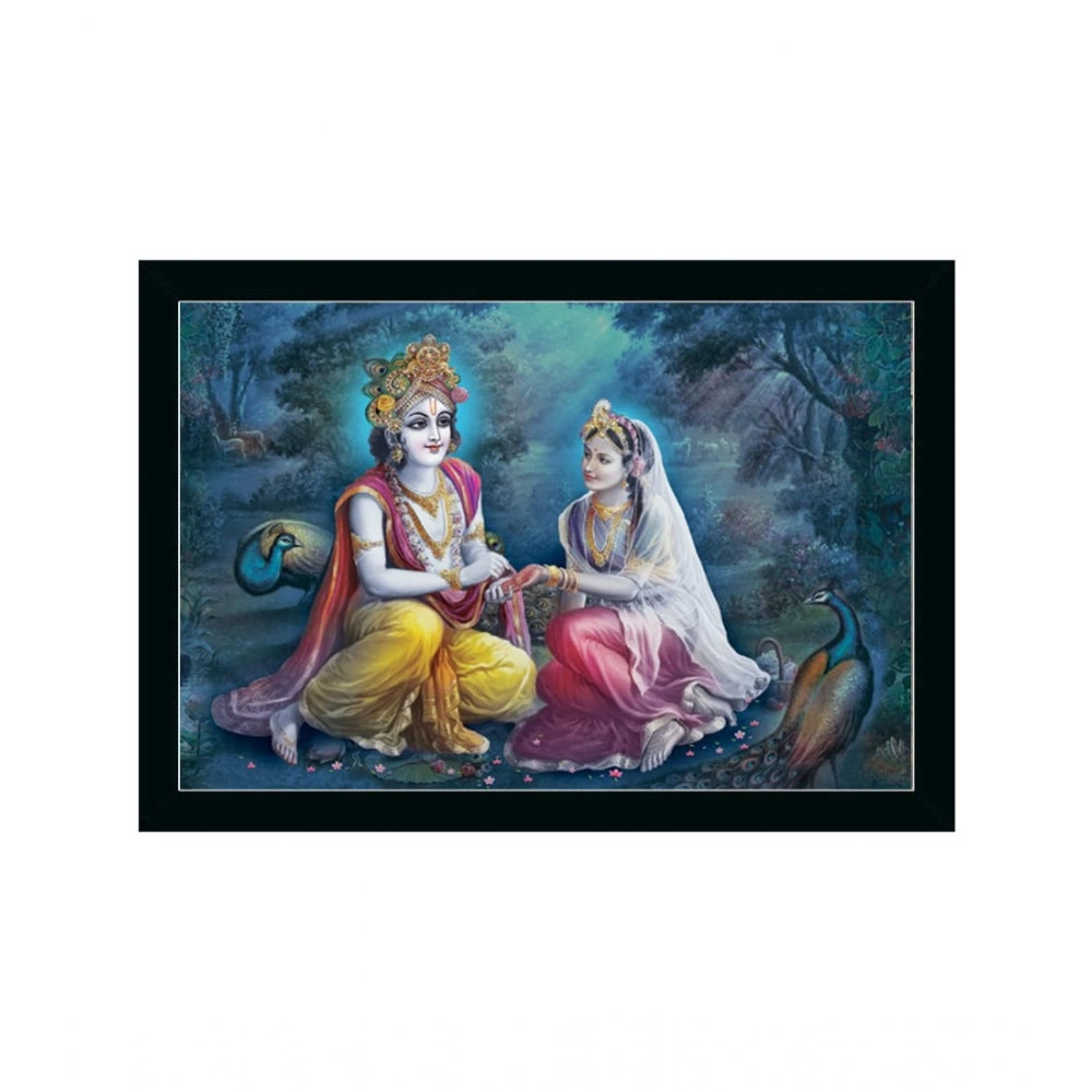 Radha Krishna Painting with Synthetic Photo Frame (Multicolor) - GillKart