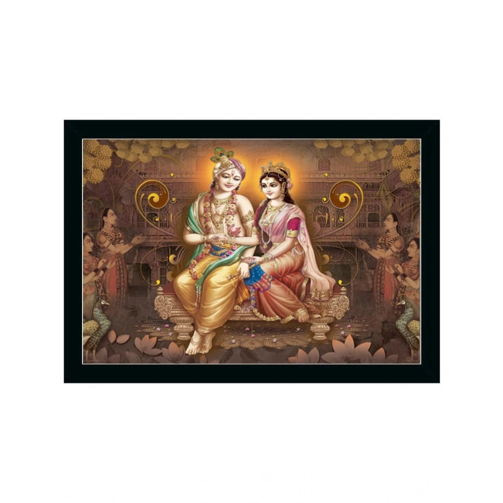 Radha Krishna Painting with Synthetic Photo Frame (Multicolor) - GillKart