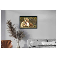 Radha Krishna Painting with Synthetic Photo Frame (Multicolor) - GillKart