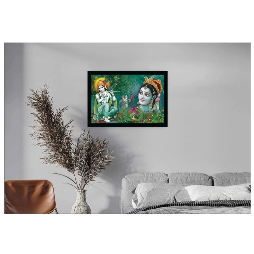 Radha Krishna Painting with Synthetic Photo Frame (Multicolor) - GillKart