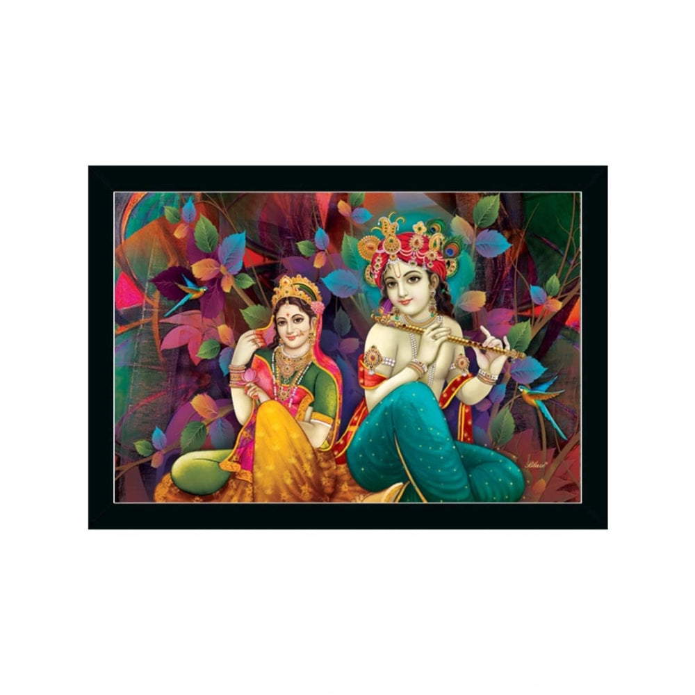 Radha Krishna Painting with Synthetic Photo Frame (Multicolor) - GillKart