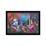 Radha Krishna Painting with Synthetic Photo Frame (Multicolor) - GillKart