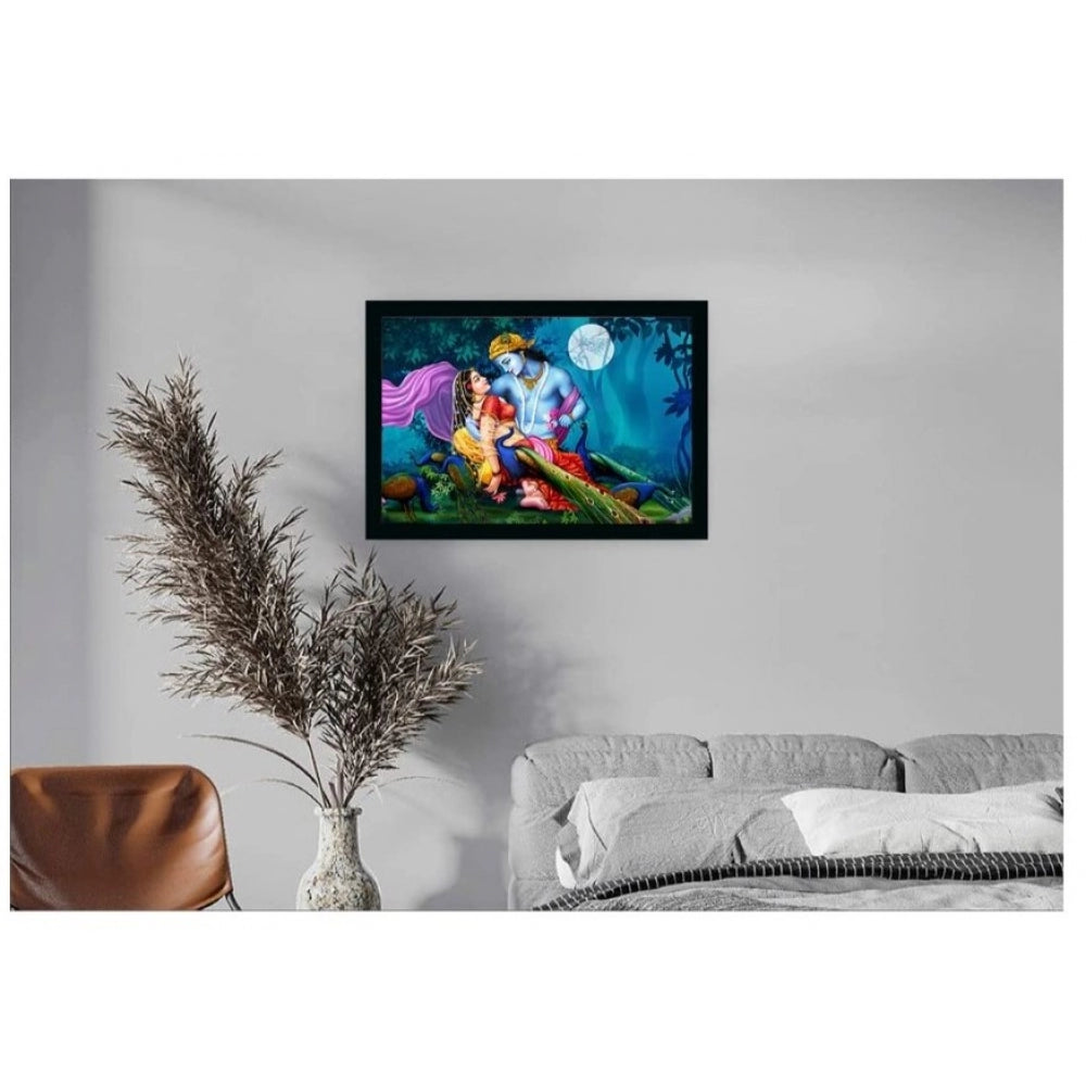 Radha Krishna Painting with Synthetic Photo Frame (Multicolor) - GillKart