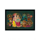 Radha Krishna Painting with Synthetic Photo Frame (Multicolor) - GillKart