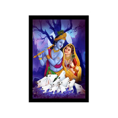 Radha Krishna Painting with Synthetic Photo Frame (Multicolor) - GillKart