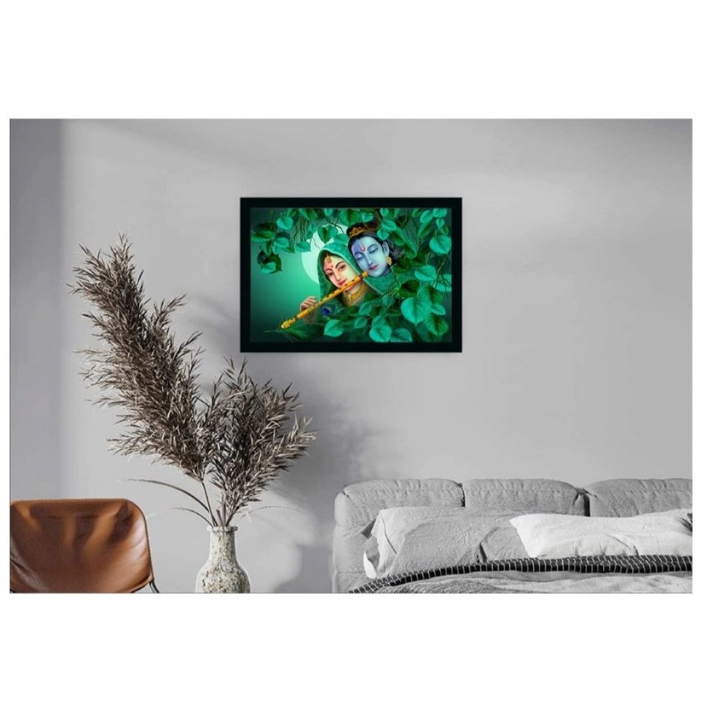 Radha Krishna Painting with Synthetic Photo Frame (Multicolor) - GillKart