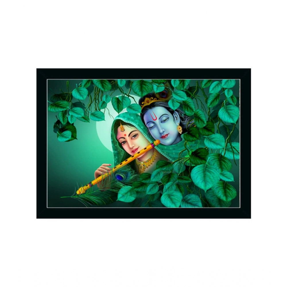 Radha Krishna Painting with Synthetic Photo Frame (Multicolor) - GillKart