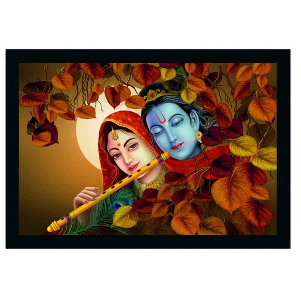 Radha Krishna Painting with Synthetic Photo Frame (Multicolor) - GillKart