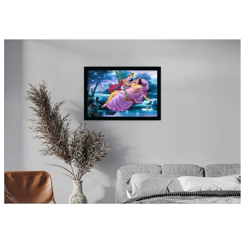 Radha Krishna Painting with Synthetic Photo Frame (Multicolor) - GillKart