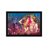 Radha Krishna Painting with Synthetic Photo Frame (Multicolor) - GillKart