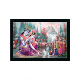 Radha Krishna Painting with Synthetic Photo Frame (Multicolor) - GillKart