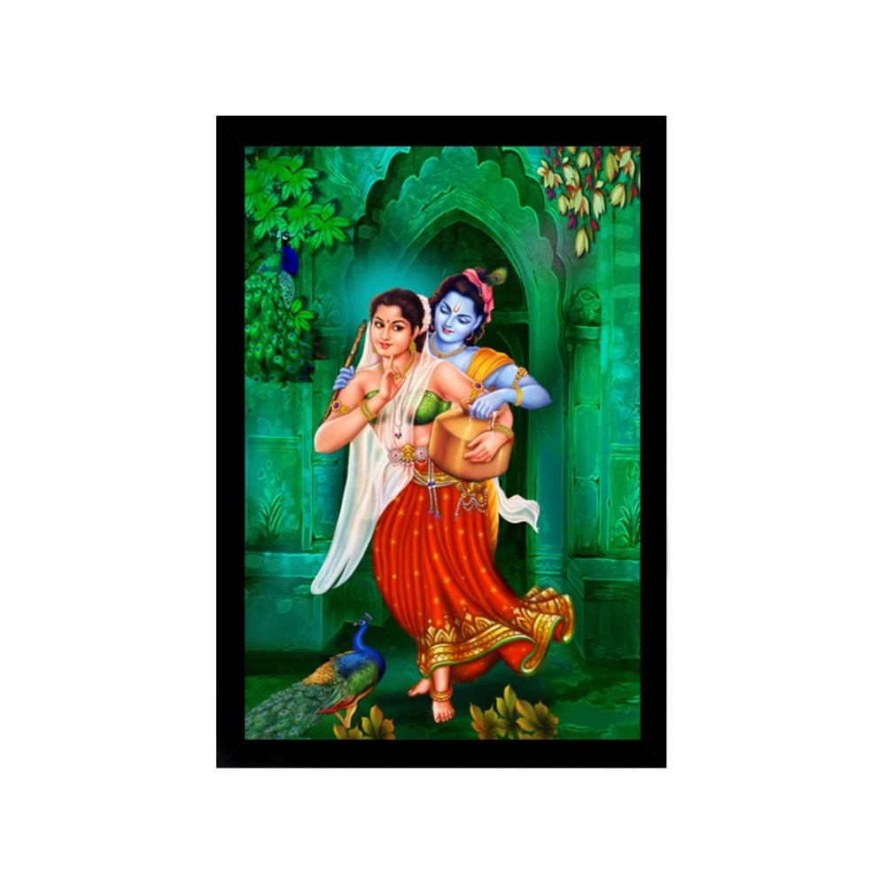 Radha Krishna Painting with Synthetic Photo Frame (Multicolor) - GillKart