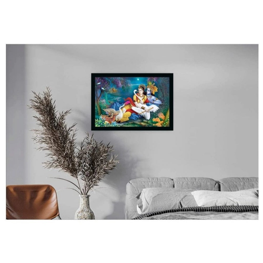 Radha Krishna Painting with Synthetic Photo Frame (Multicolor) - GillKart