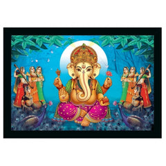 Ganesh Photo with Synthetic Photo Frame (Multicolor) - GillKart