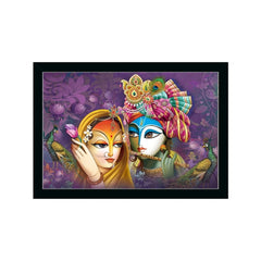 Radha Krishna Painting with Synthetic Photo Frame (Multicolor) - GillKart