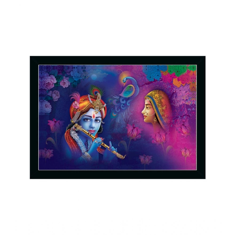 Radha Krishna Painting with Synthetic Photo Frame (Multicolor) - GillKart